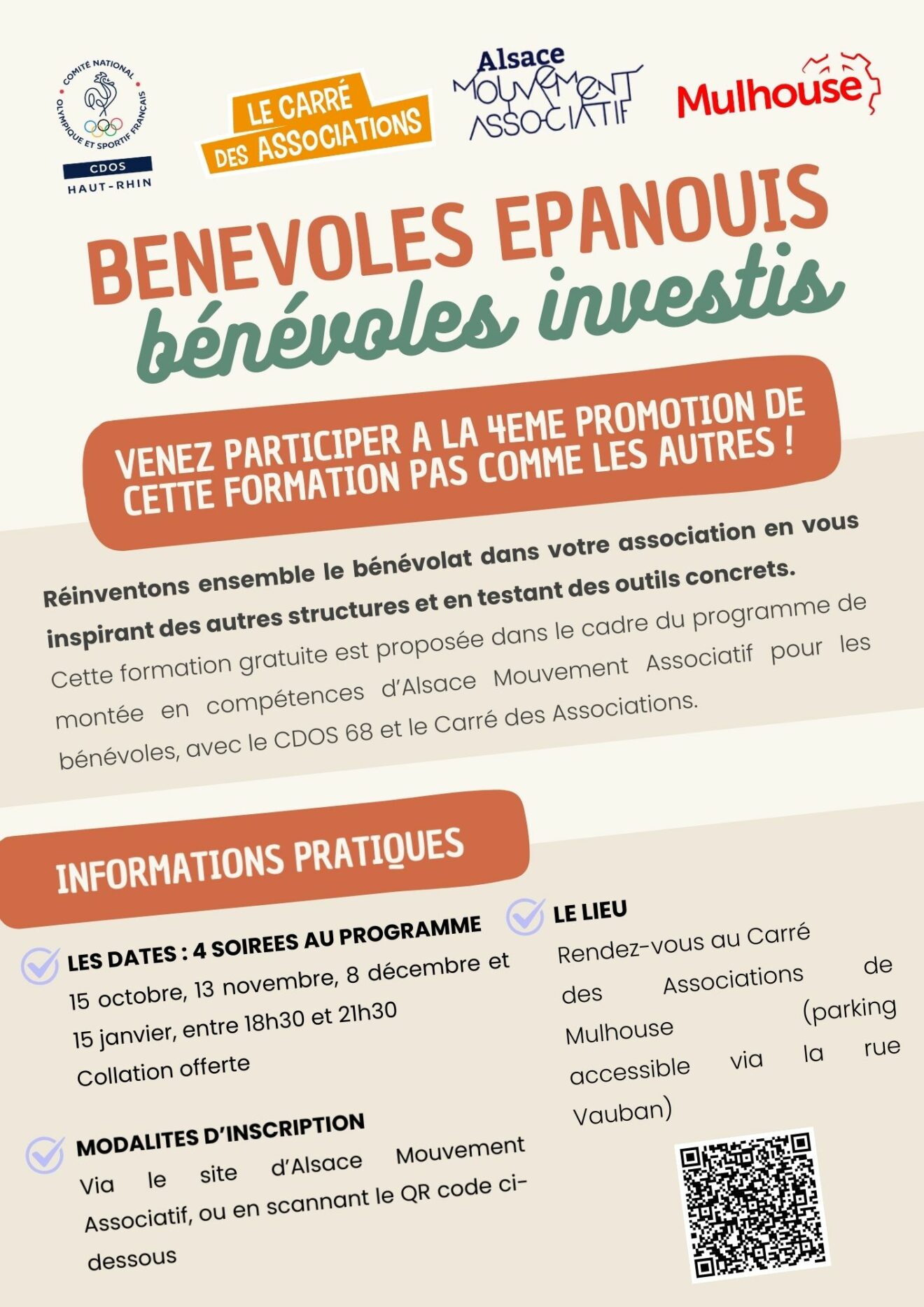 Inscrivez vous à la formation ＂Bénévoles investis, bénévoles épanouis＂